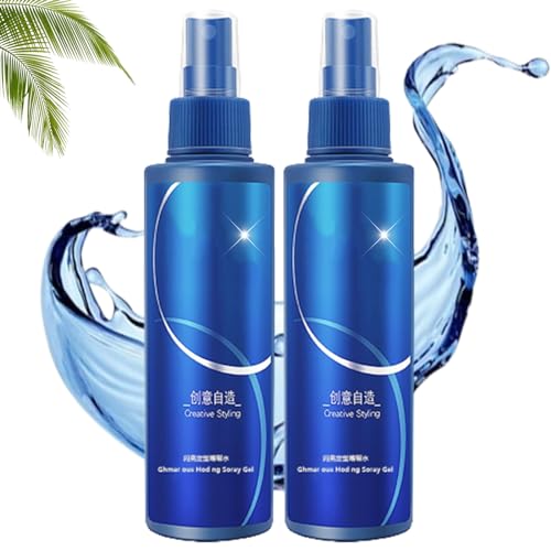 Leistungsstarkes glamouröses Haar-Styling-Gel-Spray, feuchtigkeitsspendendes Styling-Spray-Haarspray, Sprühgel für Haare, glamouröses Haltespray (150ml x 2,Glänzender Halt) von FUNFOB