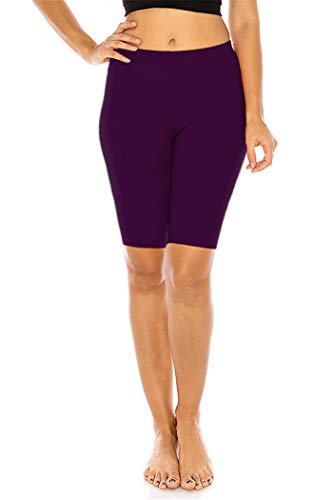 FUNGO Leggings Für Damen 1/2 Länge Capri Damen Sporthose Bunte Yoga Leggins F12 (42, Pflaume) von FUNGO