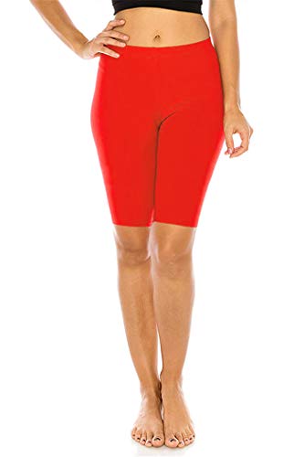 FUNGO Leggings Für Damen 1/2 Länge Capri Damen Sporthose Bunte Yoga Leggins F12 (48, Rot) von FUNGO