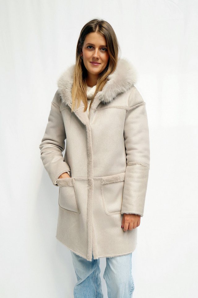 FUNK since 1776 Lederimitatmantel kurz mit Kapuze und Kunstfell - modisch elegant von FUNK since 1776