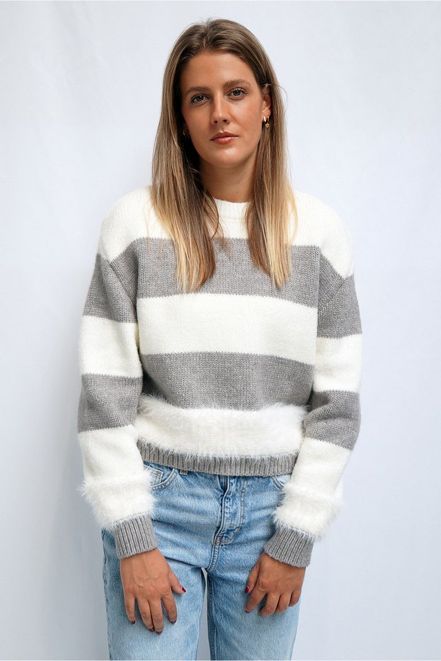 FUNK since 1776 Strickpullover Damen Rundhalsausschnitt und trendigen Blockstreifen von FUNK since 1776