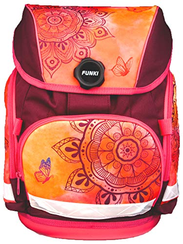 FUNKI Schulrucksack Set, 4-teilig, Grundschul-Starter-Set für Mädchen und Jungen, Komplett-Set aus Schultasche, Etui, Rundbeutel und Turnbeutel mit Mandalamotiv, Polyester, Joy-Bag Mandala von FUNKI