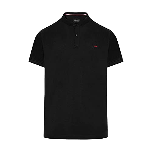 FUNKY BUDDHA Herren Poloshirt Mao Neck mit elegantem Logo-Stickerei, Schwarz , M von FUNKY BUDDHA