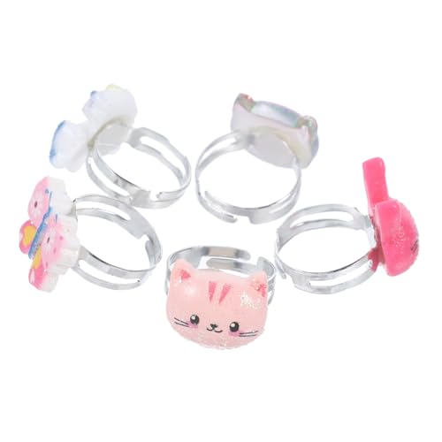 FUNNETOYU 1 Schachtel Verstellbare Kinderringe mit Katzenmotiv Bunte Zarte Schmuckringe für Mädchen Niedliche Kinderfingerringe Geburtstagsgeschenk und Partyzubehör für Kleinkinder von FUNNETOYU