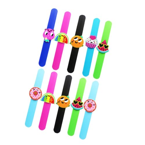 FUNNETOYU 10 Stück Silikon Schnapparmbänder Armband Obstdesign Bunt Flexibel Hautfreundlich Passend Für Jungen Mädchen Party Geschenk von FUNNETOYU