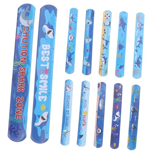 FUNNETOYU 12 Stück Teiliges Shark Slap Bracelet Robuste Schnapparmbänder für Kindergeburtstag und Party Vielseitige Armbänder als und Dekoration für Flaschen oder Handys von FUNNETOYU