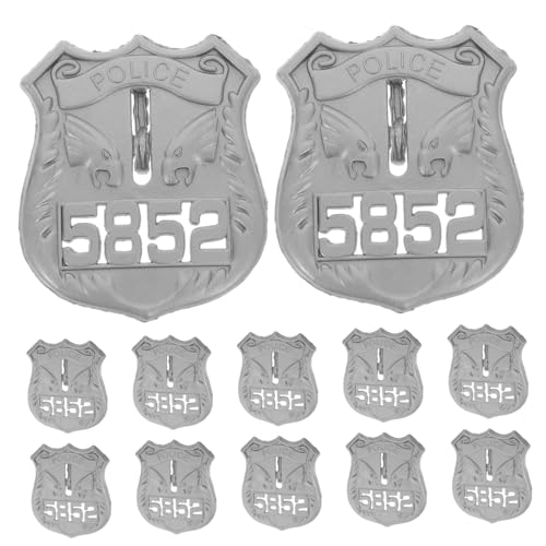 FUNNETOYU 15 Stück Police Badge Toy Set Parteiabzeichen Cosplay Der Bekleidungspolizei Zubehör Zubehör Party- -requisite Silber Abs von FUNNETOYU