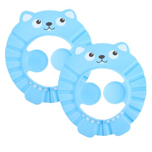 FUNNETOYU 2 Stück Duschhaube für Kleinkinder Verstellbare Badehaube mit Niedlichem Cartoon Design Wasserdichter Haarwaschschutz für Junge Mädchen Leicht Langlebig Schützt Augen und Ohren von FUNNETOYU