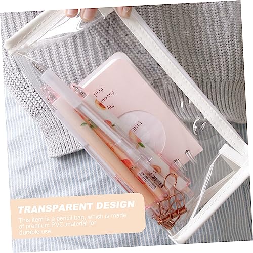 FUNNETOYU 2 Stück Großes Transparentes Federmäppchen mit Reißverschluss Wasserdichtes PVC Stifttasche Organizer für Schüler Geräumiger Stiftebeutel für Schreibwaren und Bleistifte Weiß von FUNNETOYU