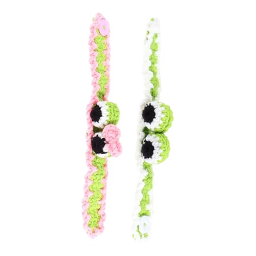 FUNNETOYU 2 Stück Handgefertigte Gestrickte Wollarmbänder mit Niedlichem Froschdesign Leichtes Langlebiges Kinderarmband für Geburtstagsfeiern und Kreative Kinderschmuckideen von FUNNETOYU