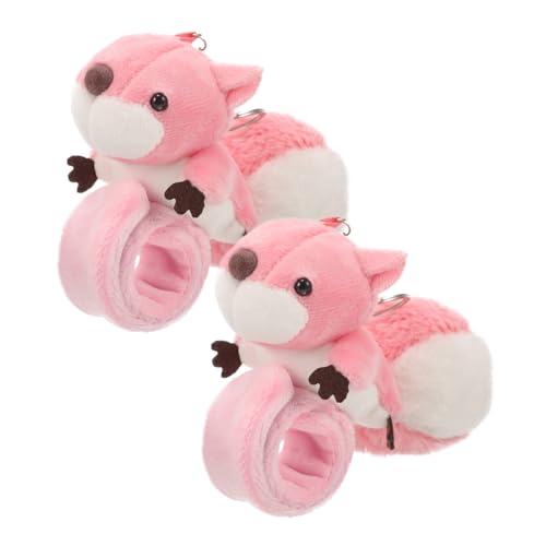 FUNNETOYU 2 Stück Kuscheliges Eichhörnchen Slap Armband aus Plüsch Weiches Schnapparmband mit Baumwollfüllung Langlebig Hautfreundlich für Partys und Geschenke von FUNNETOYU