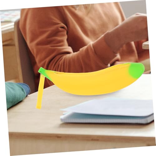 FUNNETOYU 2 Stück Silikon Stifttasche Bananenform Federmäppchen Großem Fassungsvermögen mit Glattem Reißverschluss Tragbare Schüler Federtasche für Kugelschreiber und Schreibutensilien von FUNNETOYU