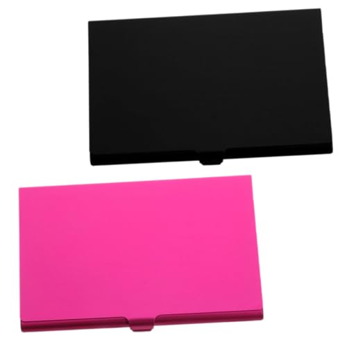 FUNNETOYU 2 Stück Teiliges Aluminium Visitenkartenetui Sublimationsfähige Wasserfeste Metall Visitenkartenbox in Schwarz und Langlebiger Kratzfester Business Card Holder für Büro und von FUNNETOYU