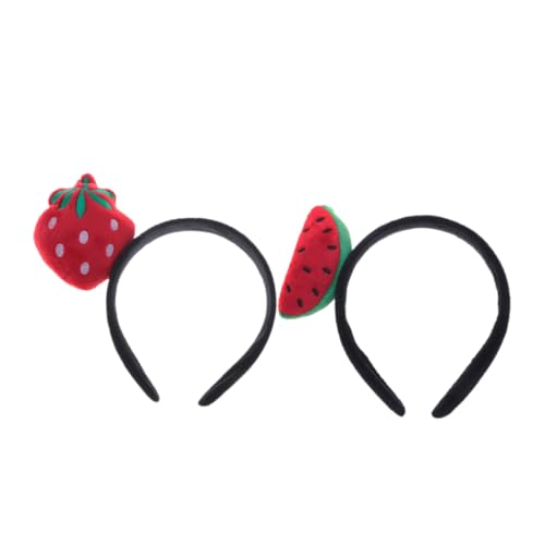 FUNNETOYU 2 Stück Teiliges Erdbeer und Wassermelonen Haarband Fruchtmotive Weiches Flexibles Stirnband für Frauen und Party Festival Cosplay Zubehör von FUNNETOYU