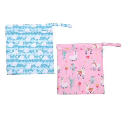FUNNETOYU 2 Stück wasserdichte Windeltasche Wiederverwendbare Aufbewahrungstasche mit Einfachem Einreißverschluss für Nasse und Trockene Windeln Organizer für Babyspielzeug und Kleidung von FUNNETOYU