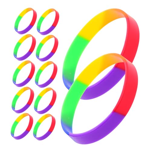 FUNNETOYU 20 Stück Teiliges Bunte Silikon Pride Armbänder in Regenbogenfarben Langlebige Wiederverwendbare Freundschaftsarmbänder für Lgbt Parade Party und Kinderveranstaltungen von FUNNETOYU