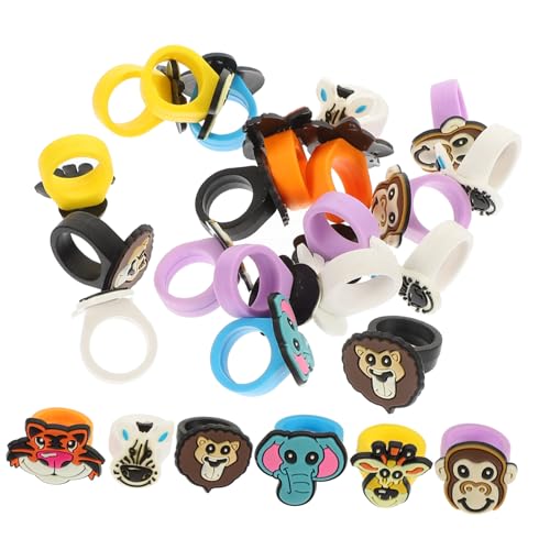 FUNNETOYU 25 Stück Teiliges Bunte Waldtier Ringe aus PVC Lustige Klobige Tier Fingerringe als Partygeschenk Geeignet für Geburtstagsfeiern Hochzeiten und Alltag Niedliche Cartoon Designs von FUNNETOYU
