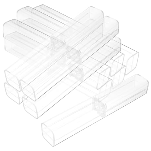FUNNETOYU 25 Stück Teiliges Transparente Stiftboxen Quadratische Einzelfach Stiftehalter aus Kunststoff Kleine Durchsichtige Federmäppchen Geeignet für Kugelschreiber Geschenk und von FUNNETOYU
