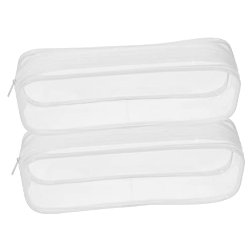 FUNNETOYU 2Stücke Bleistiftbeutel Transparente Stiftspeicherbeutel Langlebig und Waschbar für Schule und Prüfungen Bequem und Praktisch für Schreibwarenorganisation von FUNNETOYU