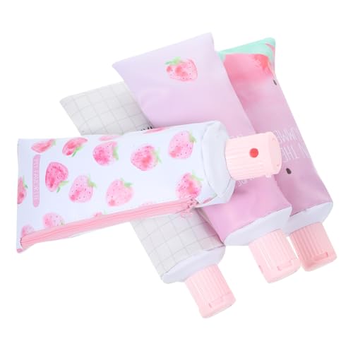 FUNNETOYU 4 Stück Teiliges Federmäppchen PU Mäppchen Groß Fassungsvermögen Multifunktional Stifttasche für Mädchen Kosmetiktasche Schreibwaren Organizer von FUNNETOYU