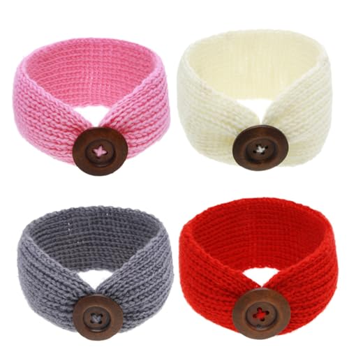 FUNNETOYU 4 Stück Teiliges Haarband aus Gestricktem Garn Weiche Elastische Stirnbänder für Neugeborene und Kleinkinder Modische Kopfbedeckung in Rot und Weiß Angenehm und Vielseitig für von FUNNETOYU