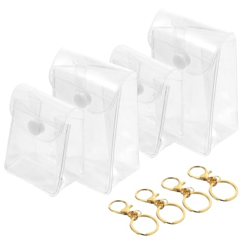 FUNNETOYU 4 Stück Teiliges Transparentes Mini Aufbewahrungsset mit Schlüsselanhänger Tragbare Doll Collection Box und Figurine Holder als Women Coin Purse und Dekorativer von FUNNETOYU
