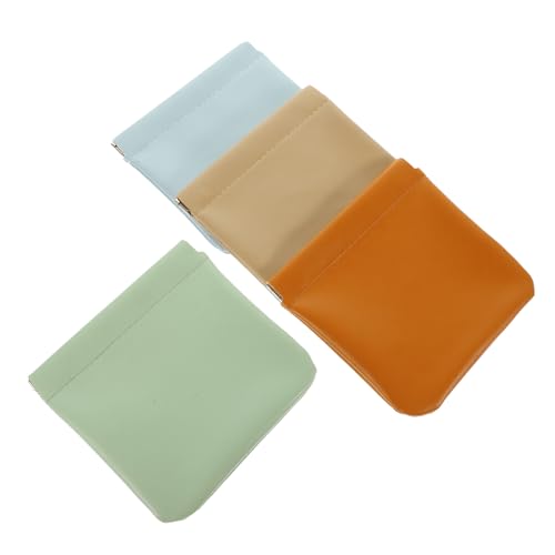 FUNNETOYU Kleiner Kosmetiktasche Für Damen Selbstschließend Kunstleder Reise Make up Aufbewahrung Stilvolle Handtasche 4 Stück (himmelblau Hellgrün Karamell Khaki) von FUNNETOYU