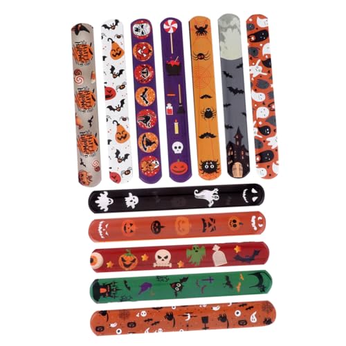 FUNNETOYU 48 Stück Pop Circle Armband Neon LED Halloween Festival Zubehör Weiße Armbänder Partygeschenk Snap Armbänder Party Partyzubehör Zufällige Farbe von FUNNETOYU