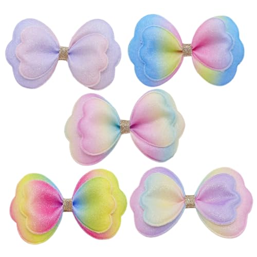 FUNNETOYU 5 Stück Doppellagige Farbverlaufsschleifen DIY Stoffschleifen für Haarschleifen Basteln Kleidung Taschen Zubehör Kopfdeko von FUNNETOYU