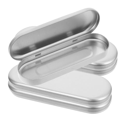 FUNNETOYU 5 Stück Dose aus Weißblech metallgehäuse Stift Schreibwaren Aufbewahrungsbox Schminkpinsel Aufbewahrungsbox pinzette rechteckiges Blechetui Federmäppchen aus Blech Silver von FUNNETOYU