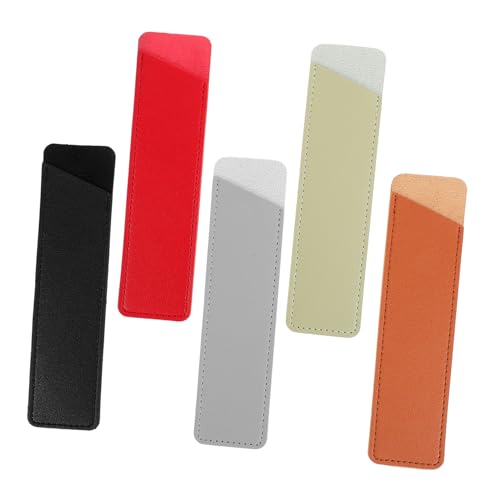 FUNNETOYU 5 Stück Teiliges Leder Stifteetui Pen Sleeve Füllfederhalter Schutzbeutel Vielseitig für Schule Büro Leicht Tragbar in Schwarz Rot Braun von FUNNETOYU
