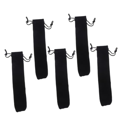 FUNNETOYU 5 Stück Teiliges Schwarzes Samt Stiftetui mit Kordelzug Leichtes Praktisches Mäppchen für Stifte Schreibwaren Organizer und Geschenk für Büro Schule und Unterwegs von FUNNETOYU