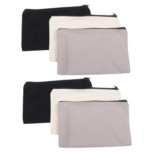 FUNNETOYU 6 Stück Teiliges Federmäppchen mit Reißverschluss Große Kapazität Multifunktionale Kosmetiktasche und Schreibwarenbeutel Leicht Tragbar DIY Blanko Stifttasche für Schule und Reise von FUNNETOYU