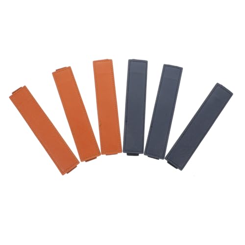 FUNNETOYU 6 Stück Teiliges Stifthalter mit Elastischem Band Verstellbarem Stiftesleeve aus Kratzfestem PU Leder Passend für Notizbücher Tablets Journale Praktische Stifttasche für Büro von FUNNETOYU