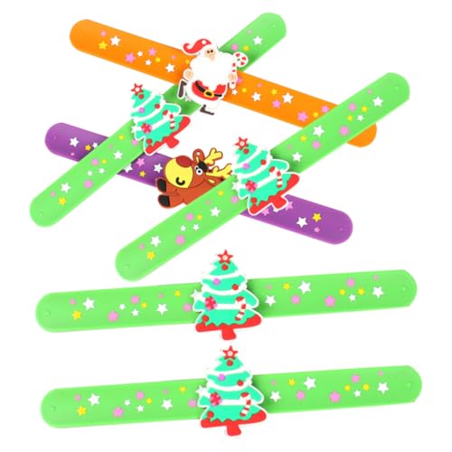 FUNNETOYU 6 Stück Weihnachts Schnapparmbänder aus Flexiblem Silikon für Bunte Festival Armbänder mit Glatten Kanten Elastisch und Langlebig Party Mitgebsel für Mädchen und Jungen von FUNNETOYU