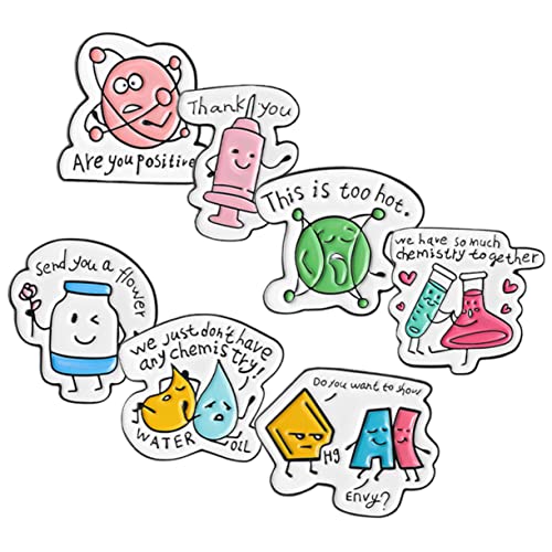 FUNNETOYU 7 Stck Teiliges Niedlicher Chemie Labor Broschen aus Robustem Metall Anstecknadeln für Kleidung Rucksäcke und Anzüge Kreative Labormotiv Pins Festes Design für Alltag und von FUNNETOYU