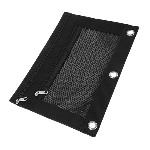 FUNNETOYU Binder Pencil Pouch aus Oxford mit Reißverschluss Durchsichtige Mesh Stifttasche für Büro Schule und Reise Multifunktionale Dokumenten und Schreibwaren Organizer Langlebig und von FUNNETOYU