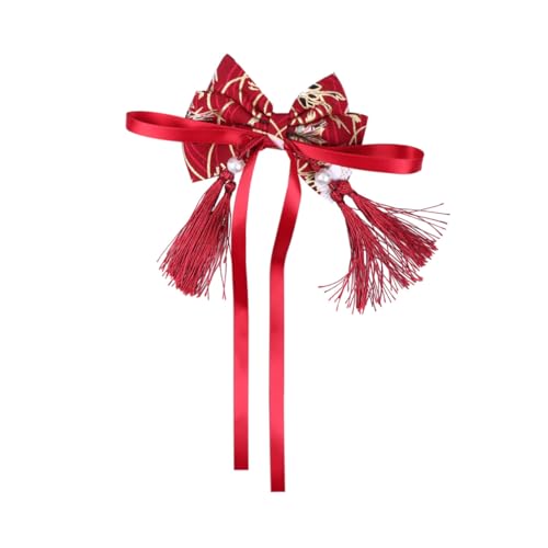 FUNNETOYU Chinesischer Haarschmuck Haarklammer mit Schleife und Quaste Mädchen Haarclip im Traditionellen Stil für Neujahrsfest und Festliche Anlässe von FUNNETOYU