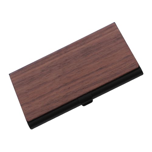 FUNNETOYU Eleganter Visitenkartenhalter Holzdesign Metall Business Card Case Tragbar Leicht Multifunktional Für Büroarbeitsplatz Stilvoller Schreibtisch Organizer Zubehör von FUNNETOYU