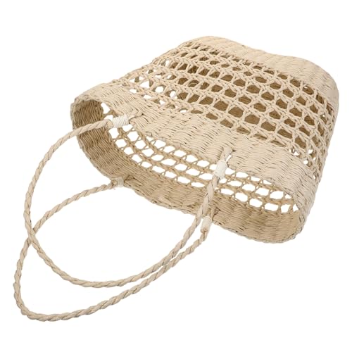 FUNNETOYU Große Sommerliche Strohtasche Damen Geflochtene Hohlhandtasche Vielseitige Strandtasche Leichte Umhängetasche für Urlaub und Alltag von FUNNETOYU