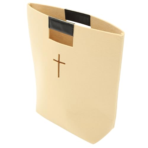 FUNNETOYU Großvolumiger Bibel Aufbewahrungsbeutel aus Filz mit Kreuzmotiv Handlicher Tragegriff Vielseitige Tragetasche für Schule Einkauf und Reisen Praktische Schließfunktion von FUNNETOYU