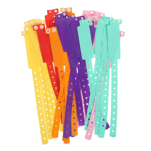 FUNNETOYU Handschriftliche Id PVC Armbänder Verstellbar Weiches Kunststoffarmband Komfortabel für Krankenhäuser Bars Events Farbig Orange Rot Gelb Grün von FUNNETOYU