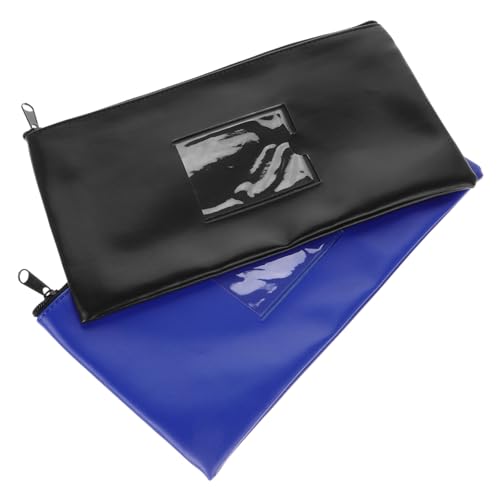 FUNNETOYU PU Leder Geldtasche mit Transparentem Sichtfenster Kompakte Banktasche mit Reißverschluss für Bargeld Belege und Dokumente Multifunktionale Geldbörse für Bankeinlagen und von FUNNETOYU