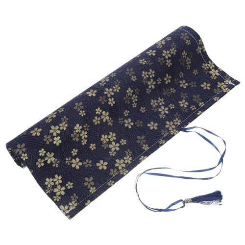 FUNNETOYU Roll Up Stiftetui für und Bleistifte Tragbare Aufbewahrungstasche für Künstler mit Mehreren Fächern für Kalligrafie und Zeichnungen Gelb Blau Blumenmuster von FUNNETOYU