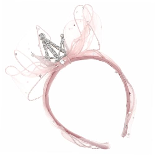 FUNNETOYU Stirnband mit Design und Großem Schleifenbogen Hautfreundlich und Langlebig für Geburtstagsfeiern Festivals und Festliche Anlässe bei Mädchen Rosa Haarschmuck von FUNNETOYU
