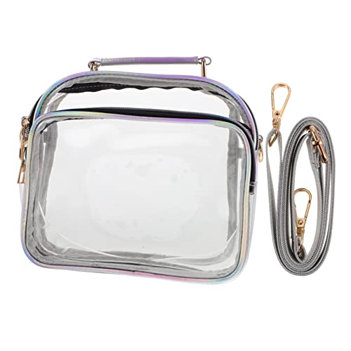 FUNNETOYU Transparente PVC Crossbody Umhängetasche Damen Leichte Große Kapazität Vielseitig für Konzerte Stadion Alltag Kompakte Schultertasche Silber und Transparent von FUNNETOYU