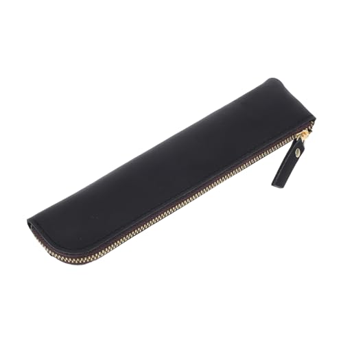 FUNNETOYU Vintage Ledermäppchen Groß Kapazität Handgefertigt Stiftemäppchen Federmäppchen für Schüler Studenten und Berufstätige Schwarz Stilvoll Organisiert von FUNNETOYU