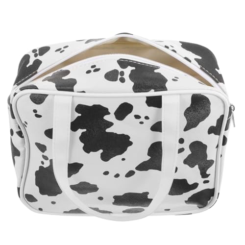 FUNNETOYU wasserdichte Große Handtasche mit Kuhfellmuster Tragbarer Kulturbeutel für Make up und Toilettenartikel Pu Material Reise Organizer für Damen und Geschäftsreisen von FUNNETOYU