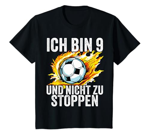 9. Geburtstag Jungs 9 Jahre Junge Fußball Fußballer Neun T-Shirt von FUNNY ART Geburtstagsgeschenk