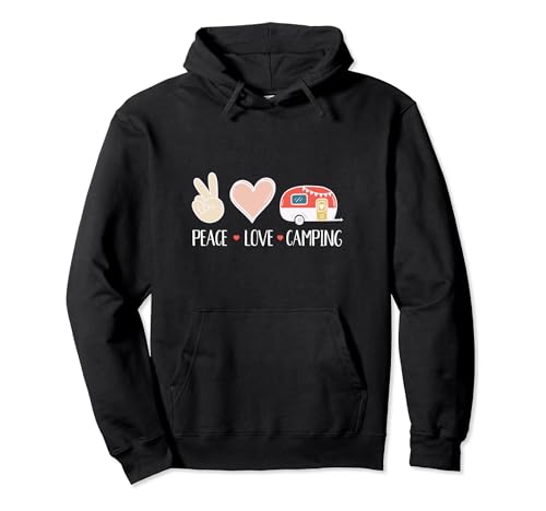 Peace Love Camping Slogan Hippie Design Hippie Camper Damen Pullover Hoodie von FUNNY CAMPING PRODUCTS